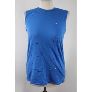 Drifter S Blue Distressed Organic Cotton Sleeveless Muscle Tee Tank Top